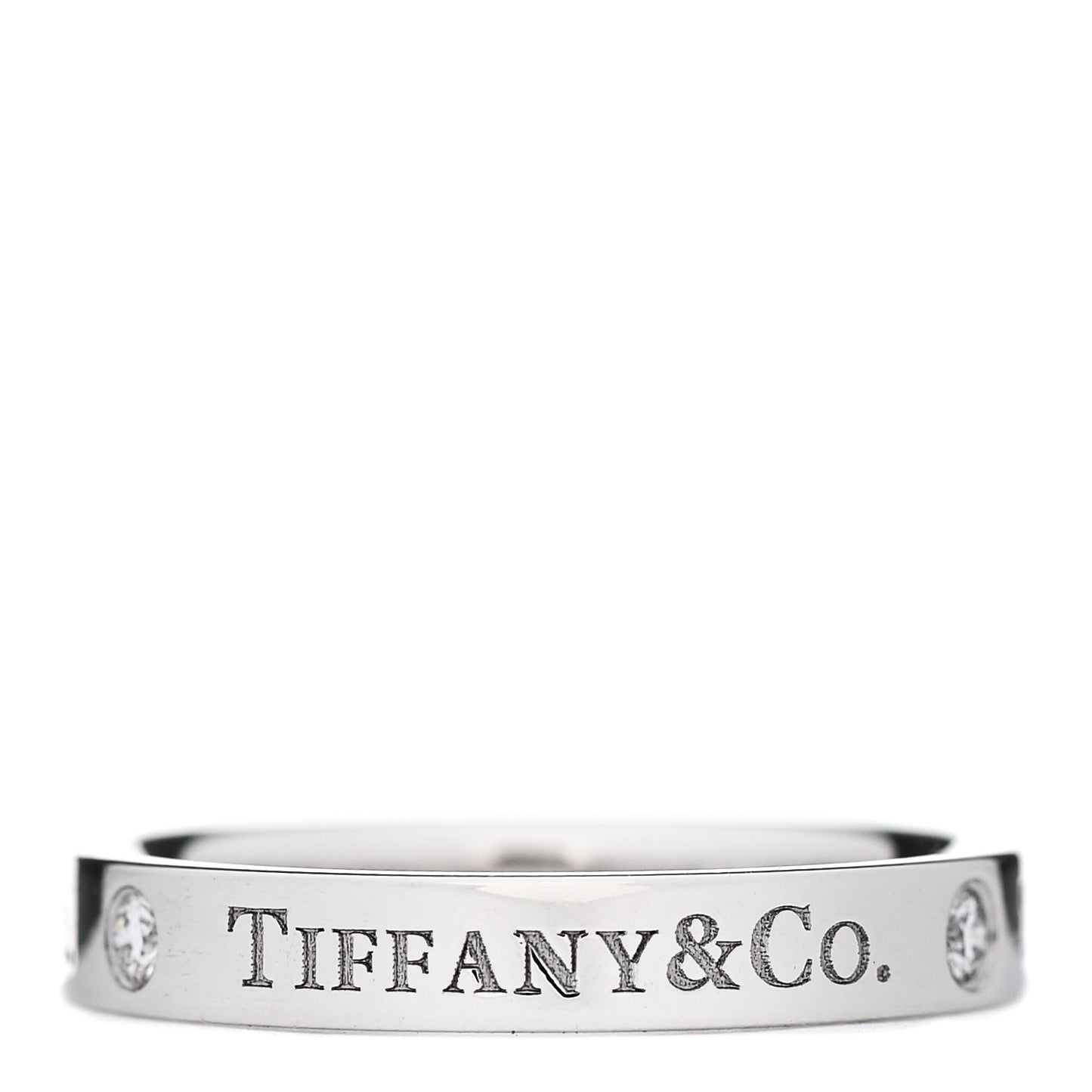 Platinum Diamond Logo Band Ring 50 5.25