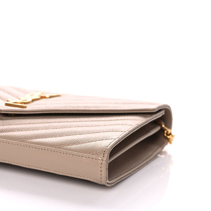 Saint Laurent Grain De Poudre Matelasse Chevron Monogram Chain Wallet Nude Powder 8 of 8