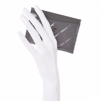 Chanel Patent Calfskin Quilted Card Holder Grey 2 of 8