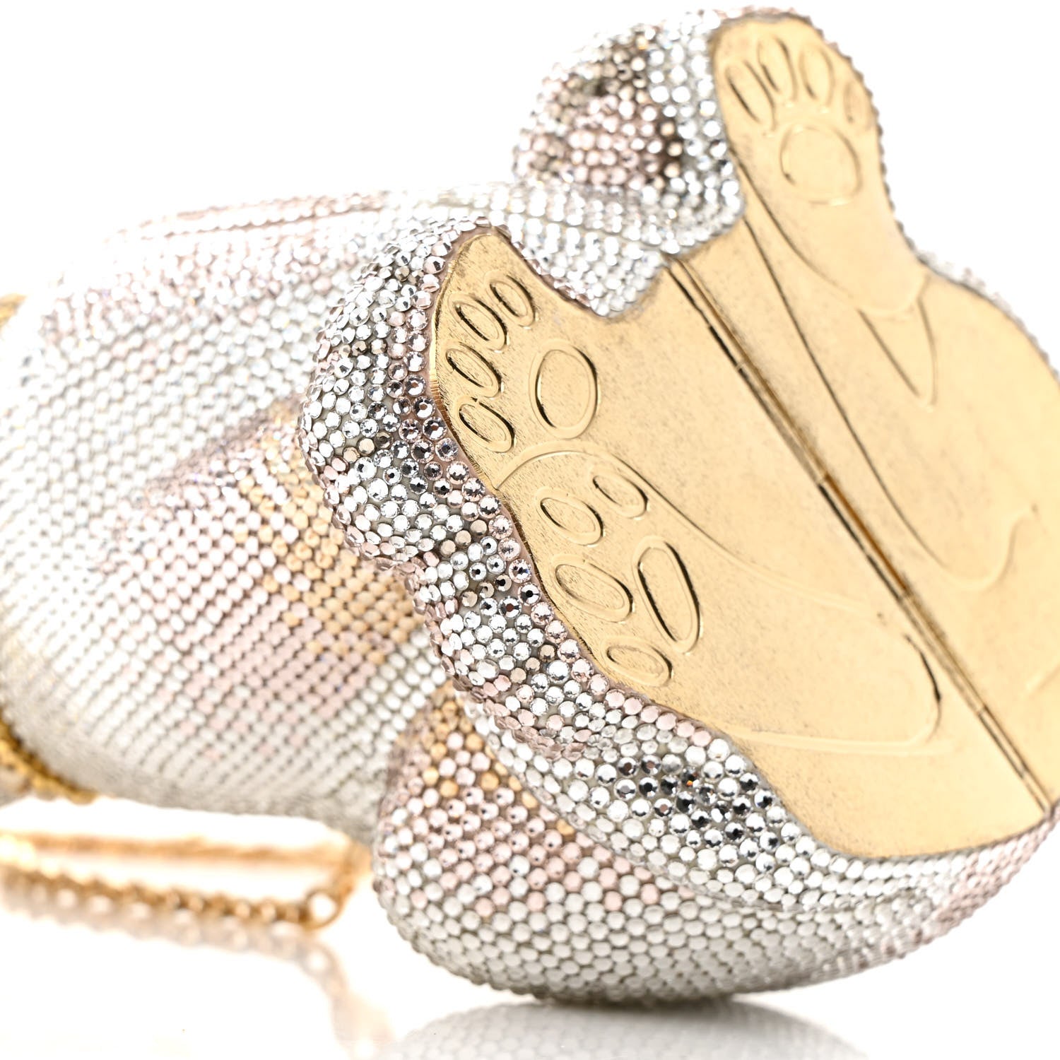 Judith Leiber Crystal Luna Puppy Dog Minaudiere Clutch White Gold 10 of 14
