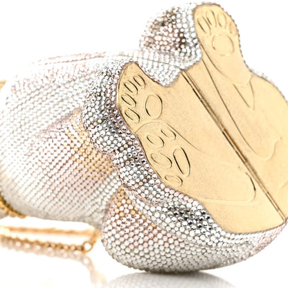Judith Leiber Crystal Luna Puppy Dog Minaudiere Clutch White Gold 10 of 14