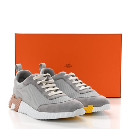 Hermes Technical Canvas Suede Goatskin Bouncing Sneakers 40 Gris Multicolor 9 of 9