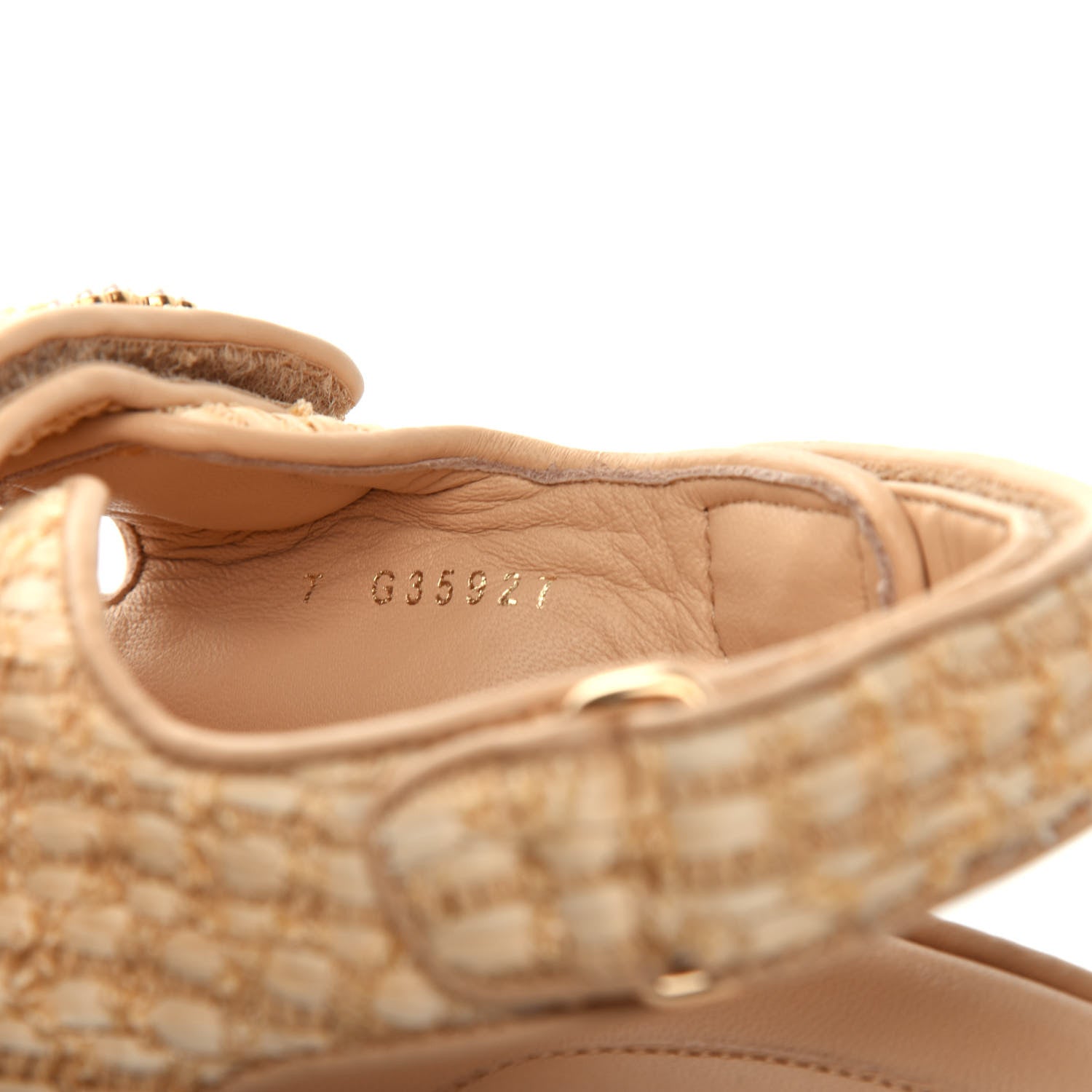 Chanel Braided Fabric Velcro Dad Sandals 36.5 Beige 8 of 8