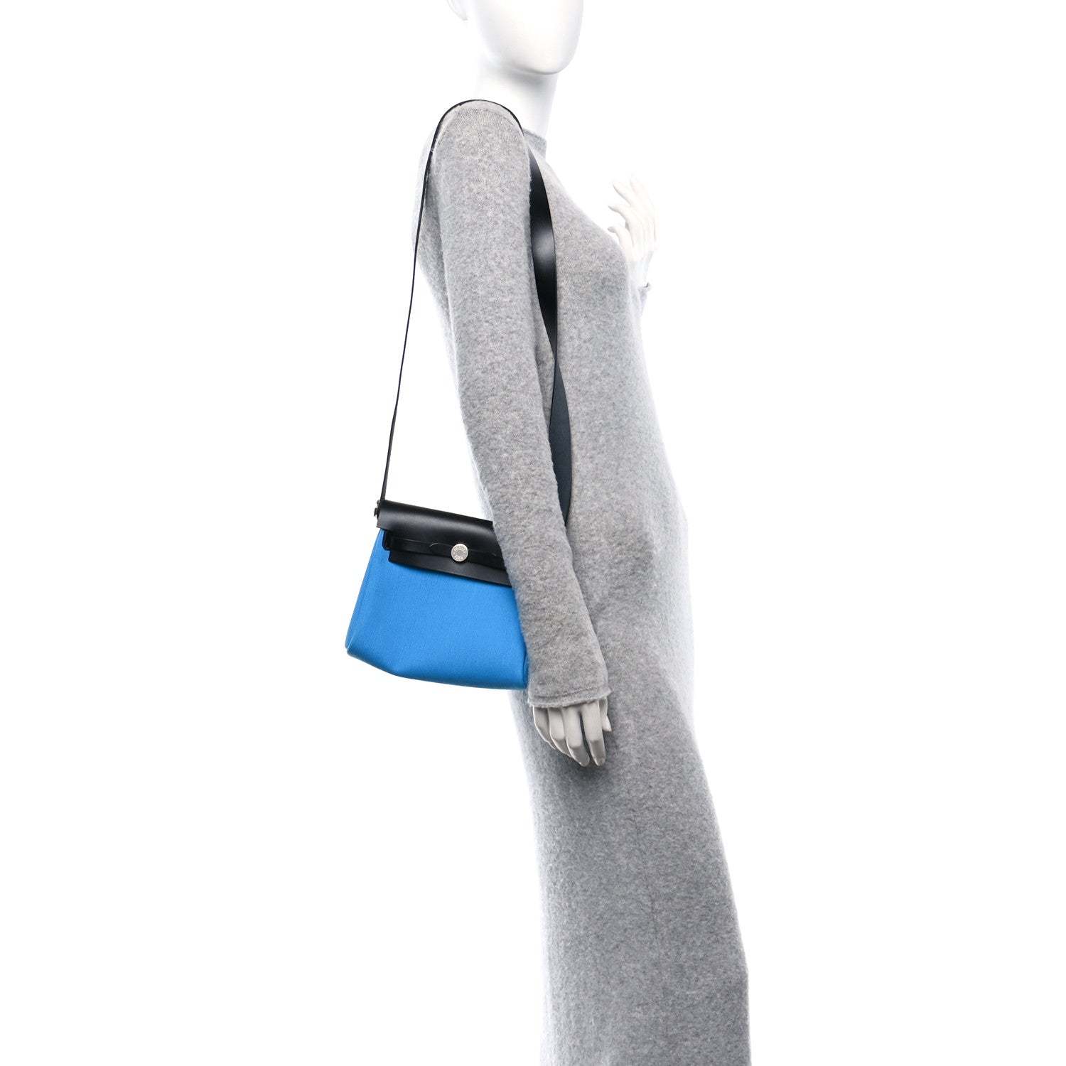 Hermes Military Toile Vache Hunter Herbag Zip Retourne 20 Bleu Riviera Black 2 of 11