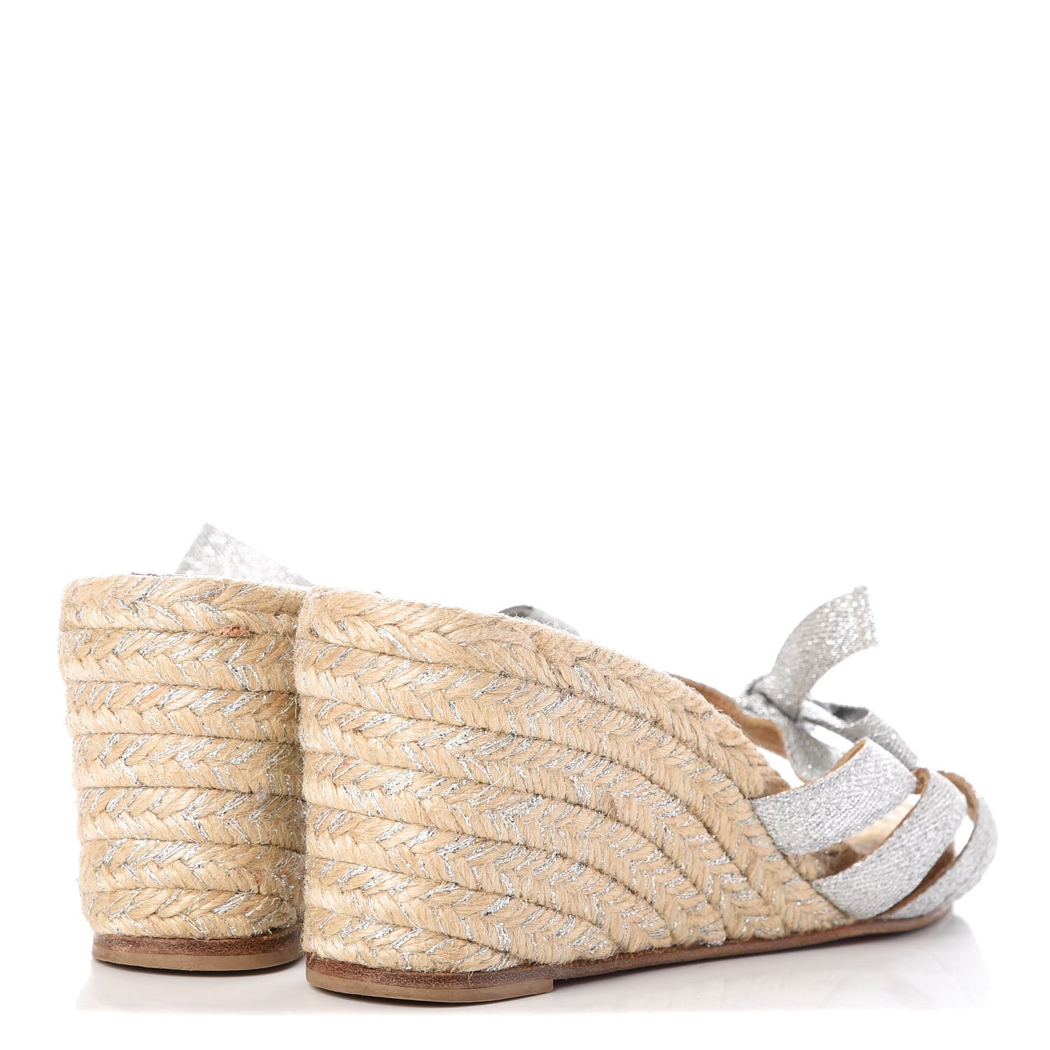 Christian Louboutin Grosgrain Tiburon Espadrille Wedges 41 Plata 4 of 8