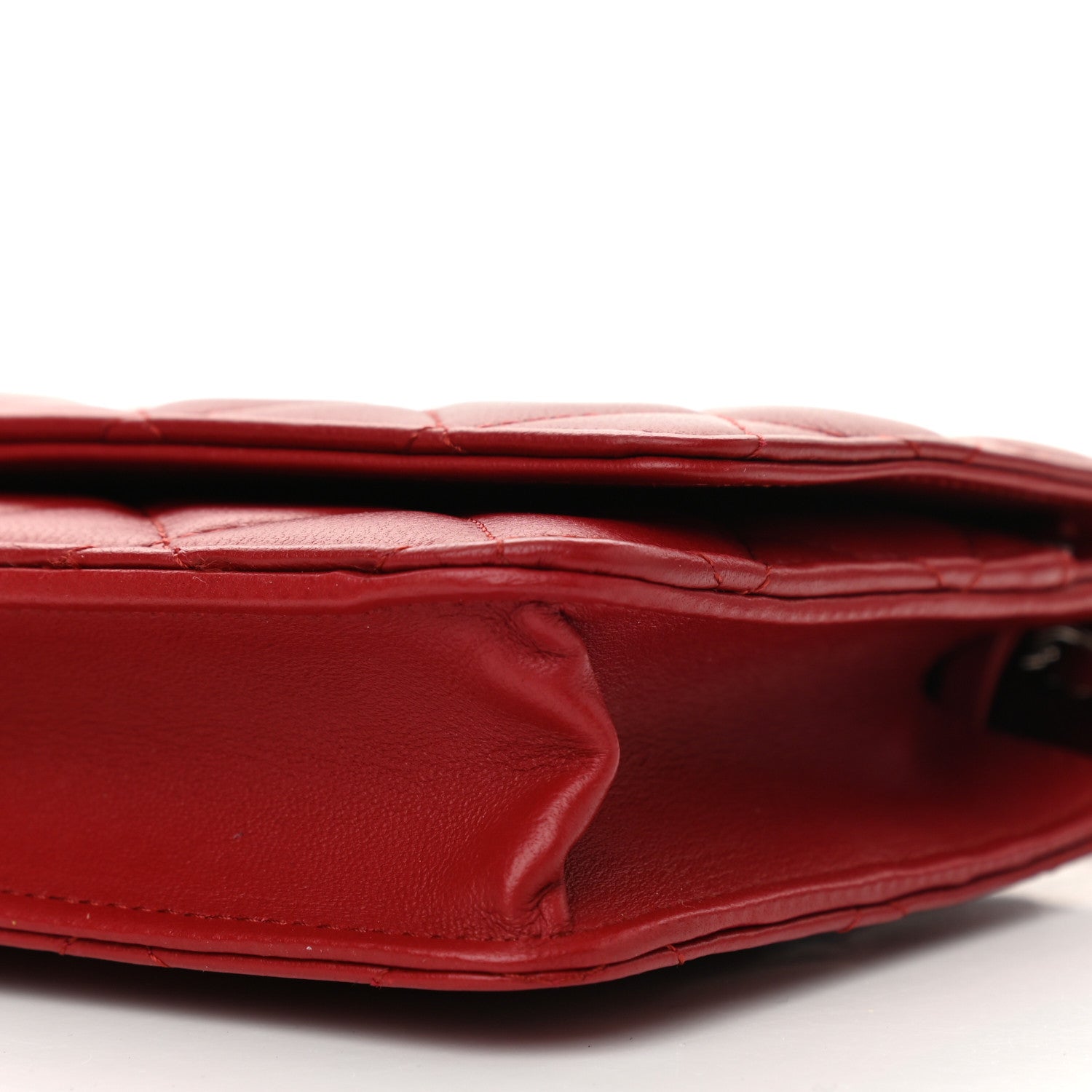 Chanel Lambskin Quilted Wallet On Chain WOC Red 11 of 12