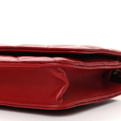 Chanel Lambskin Quilted Wallet On Chain WOC Red 11 of 12
