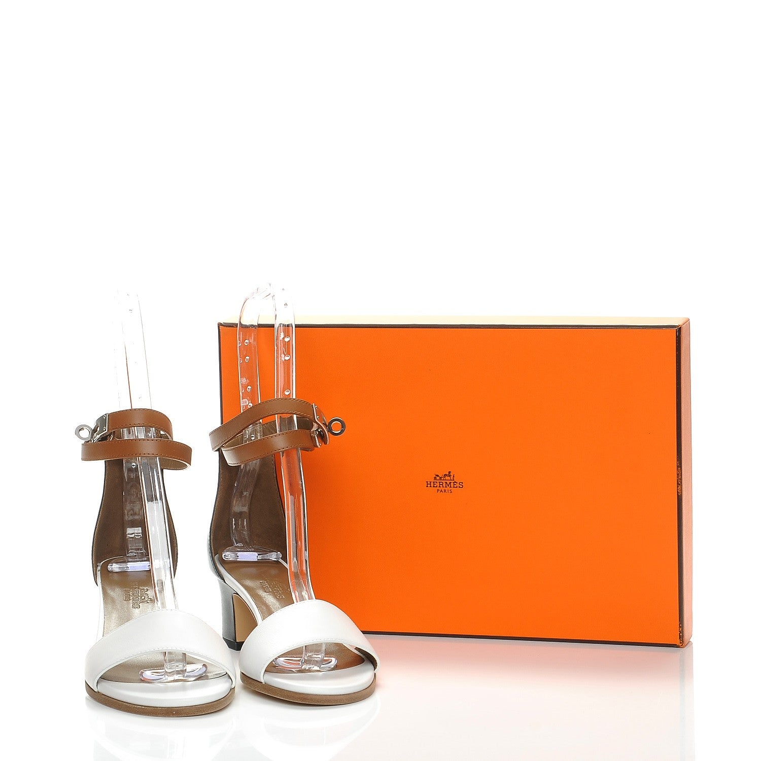 Hermes Box Calfskin Manege Sandals 36 Natural White Black 8 of 8