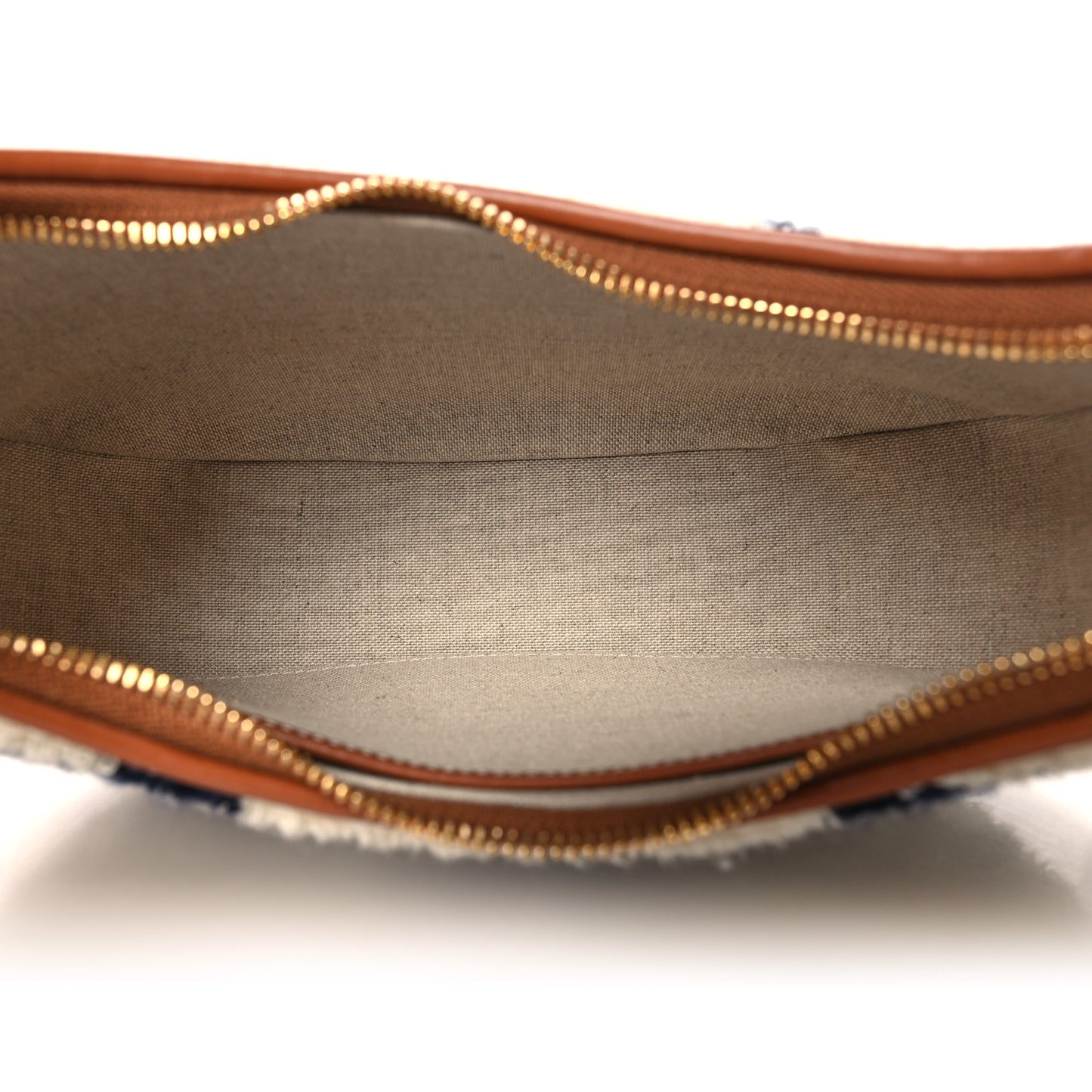 Bouclette Embroidered Ava Triomphe Shoulder Bag Navy Tan