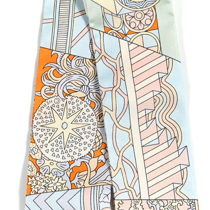 Hermes Silk De l'Ombrelle Aux Duels Twilly Ciel Rose Pale Orange 5 of 5