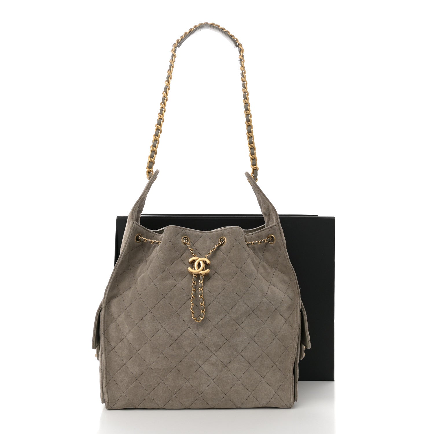 Chanel Suede Quilted Medium Chanel 25 Handbag Dark Grey 11 of 11