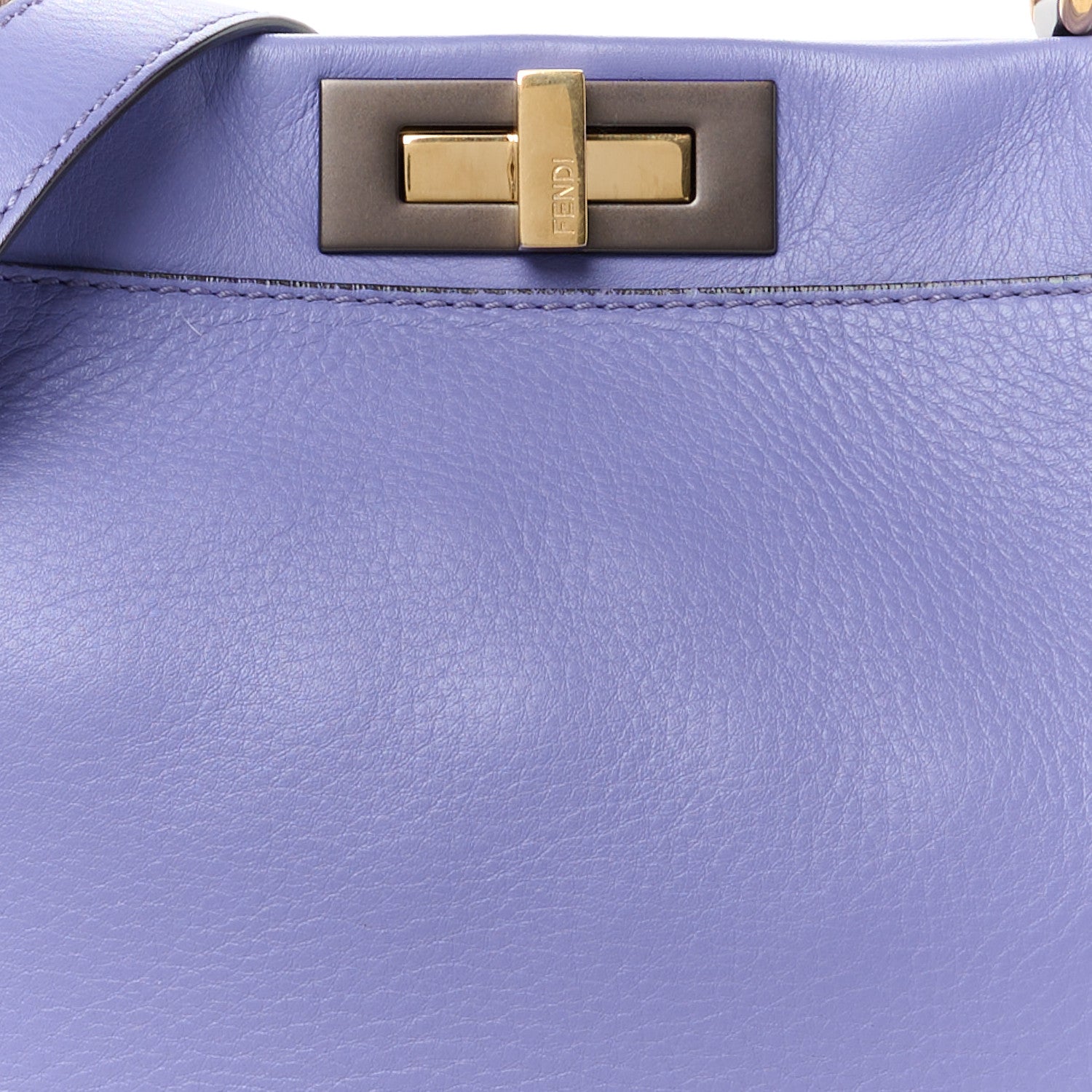 Fendi Vitello Seta Medium Peekaboo Iconic Satchel Viola Cassis