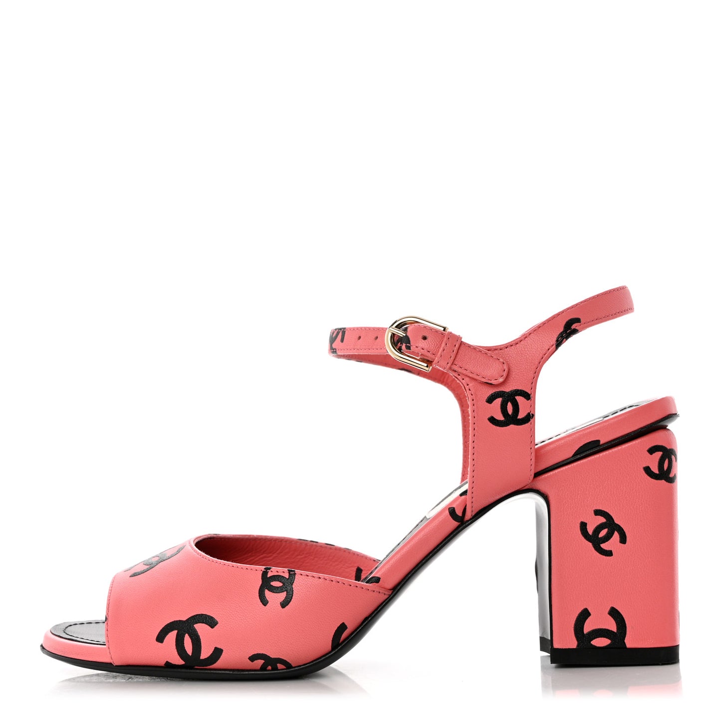 Printed Lambskin Coco Beach Sandals 37 Pink Black