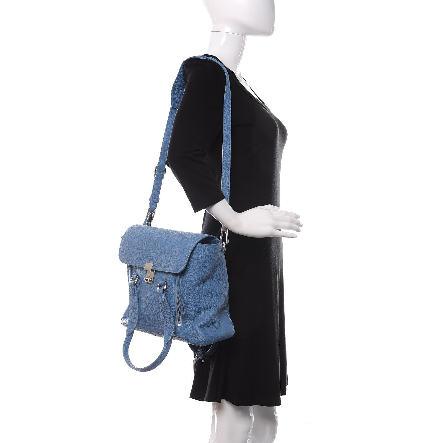 3.1 Phillip Lim 3.1 Textured Calfskin Medium Pashli Satchel Light Blue 2 of 14