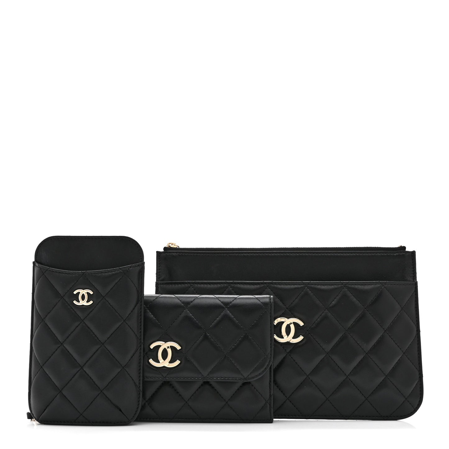 Lambskin Quilted Clutch With Chain Black