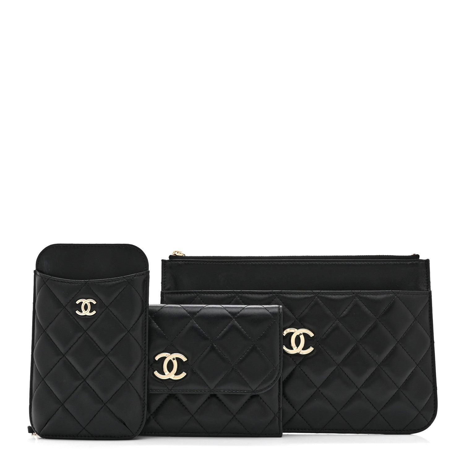 Chanel Lambskin Quilted Clutch With Chain Black 3 of 11