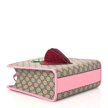 Gucci GG Supreme Monogram 3-D Strawberry Childrens Tote Beige Ebony Lotus Pink Fuxia Emerald 4 of 10