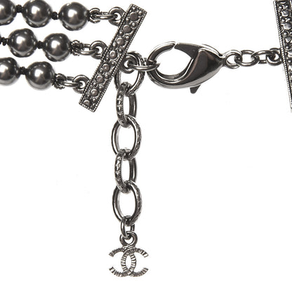 Chanel Ruthenium Graduated Pearl CC Long Necklace Dark Grey 4 of 5