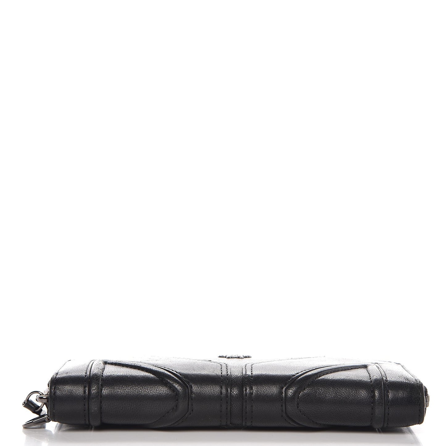 Lambskin Large Zip Around Wallet Black