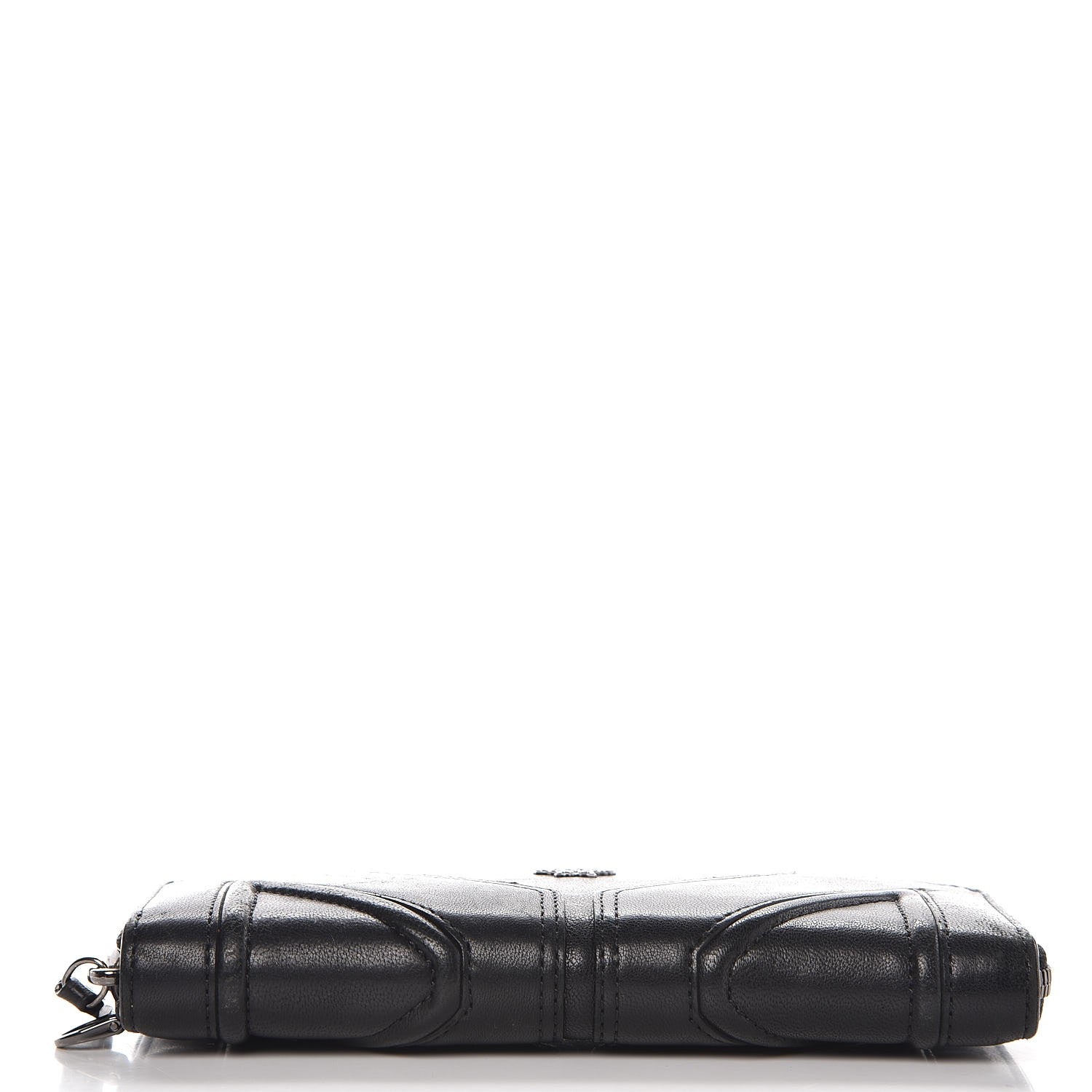 MCM Lambskin Large Zip Around Wallet Black 4 of 15