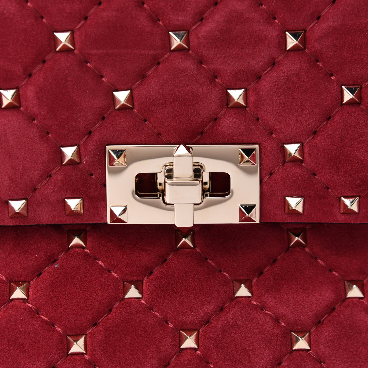 Valentino Garavani Suede Medium Rockstud Spike Shoulder Bag Rubino 8 of 10