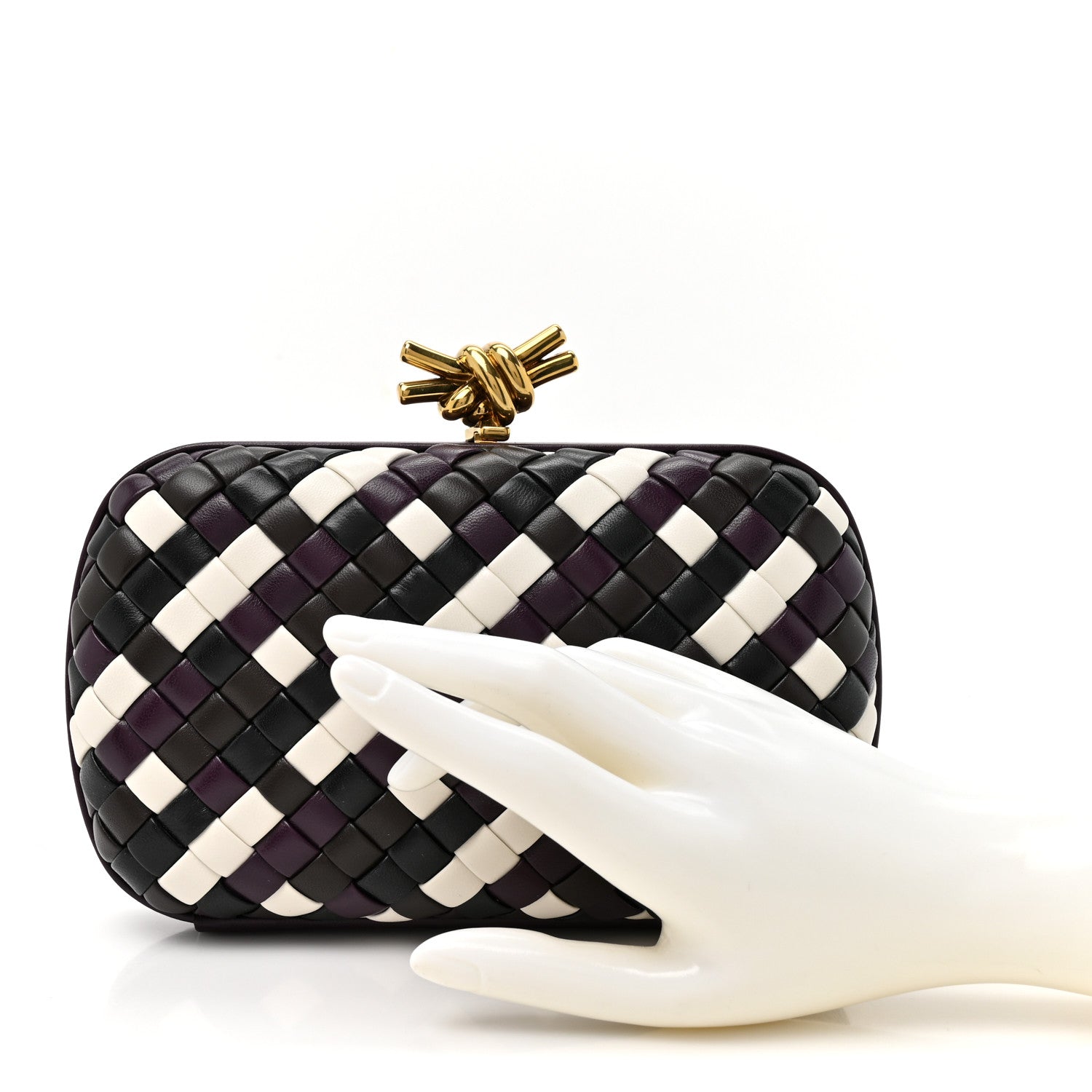 Bottega Veneta Nappa Intrecciato Knot Clutch Purple Multicolor Purple Multicolor 2 of 8