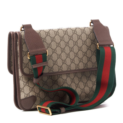 Gucci GG Supreme Monogram Web Neo Vintage Double Flap Messenger Bag Beige New Acero 2 of 7