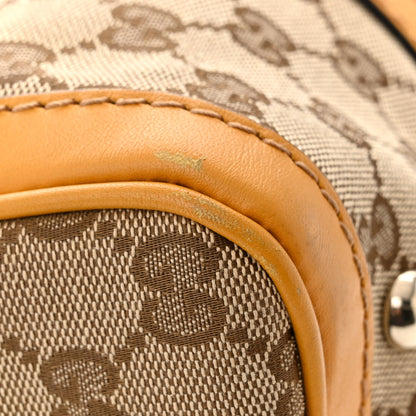 Gucci Monogram Selleria Calfskin Vintage Web Medium Boston Beige Ebony Yellow 13 of 14