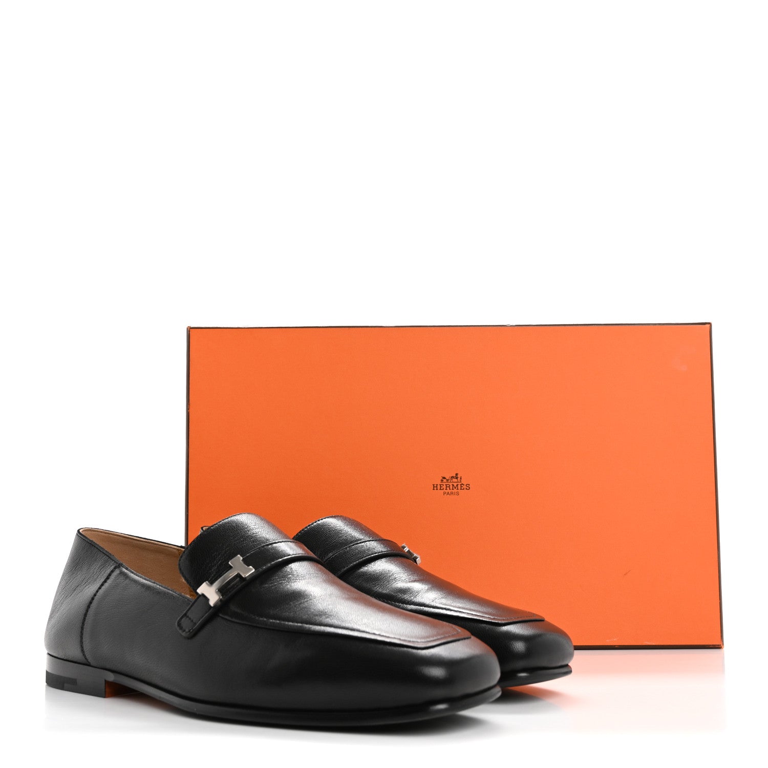 Hermes Goatskin Mens Giovanni Loafer 41 Black 10 of 10