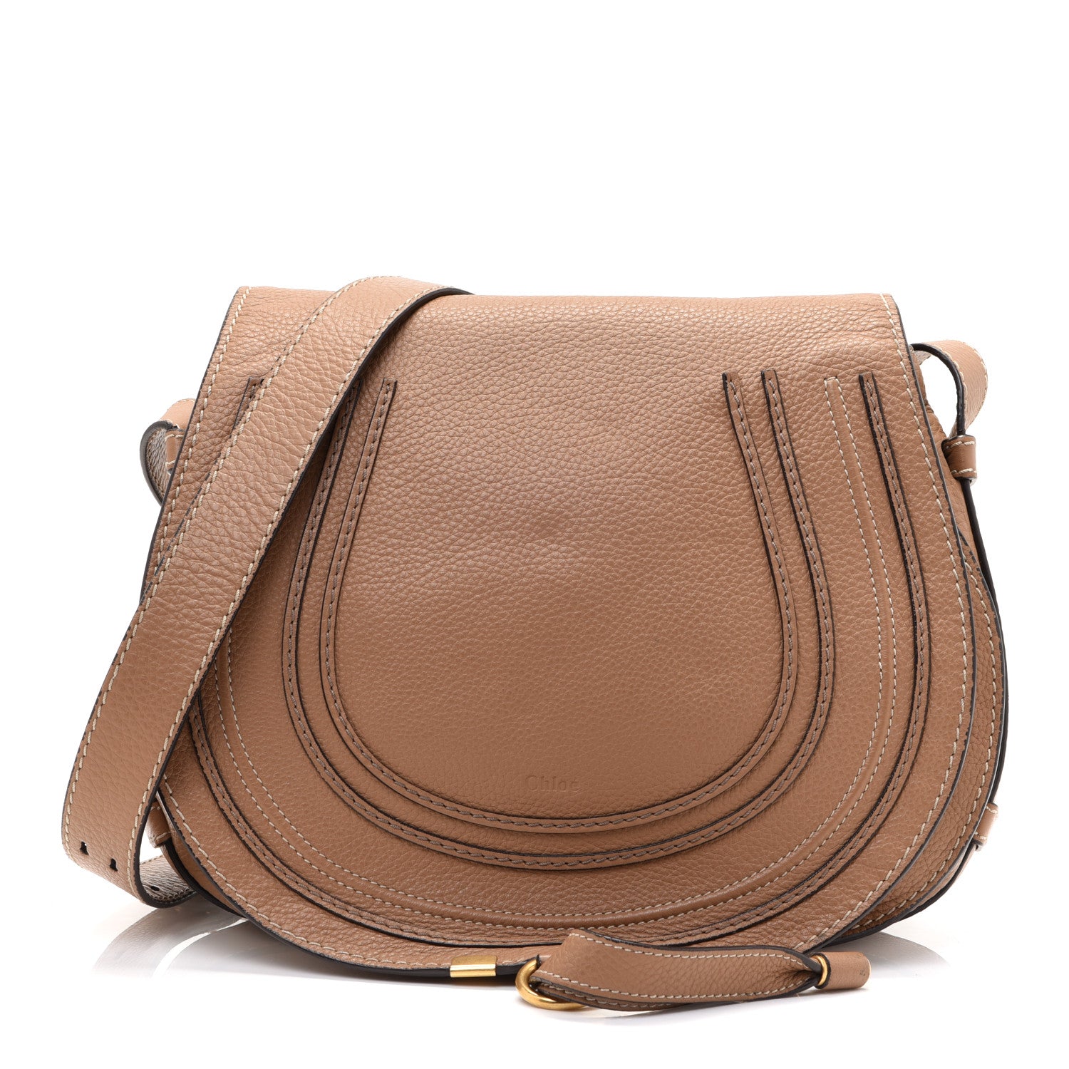 Chloe Calfskin Medium Marcie Round Crossbody Bag Nut 1 of 19