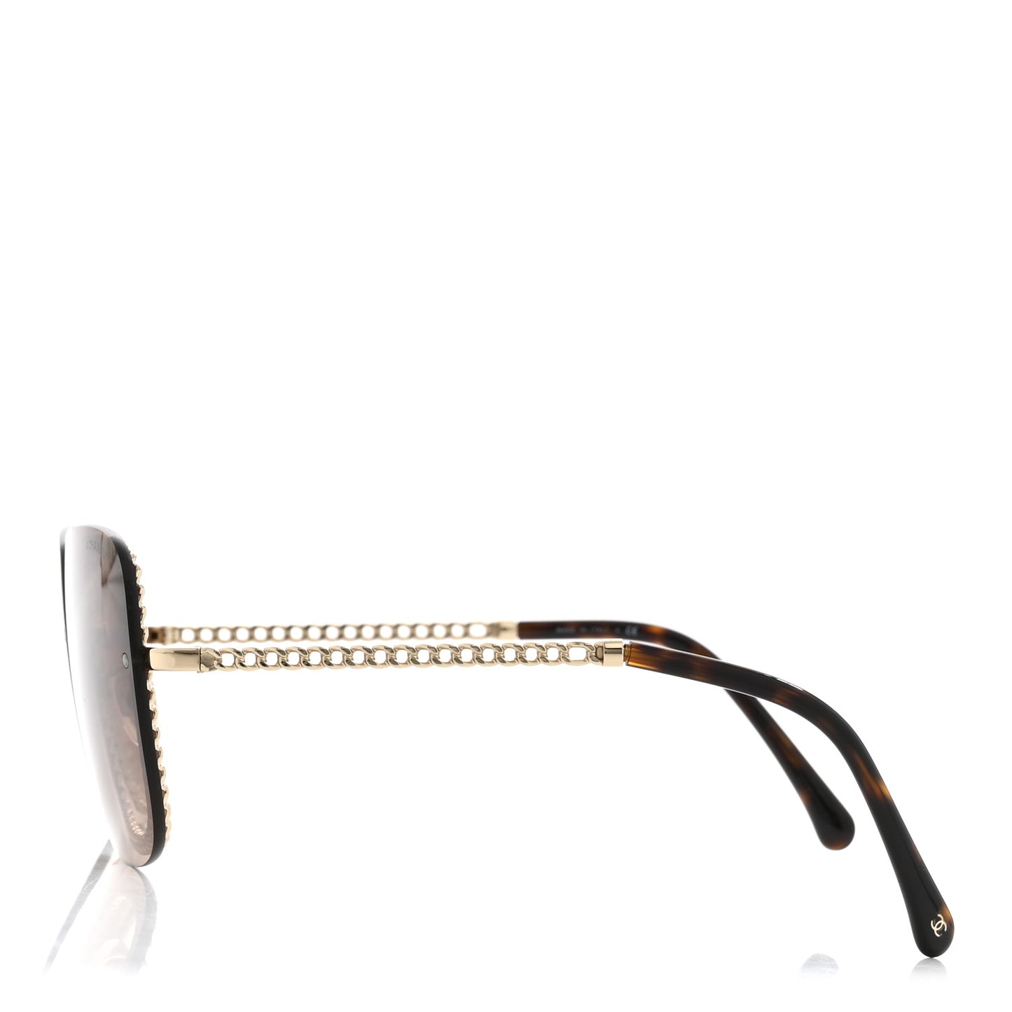 Metal Removable Chain Square Sunglasses 4244 Light Brown