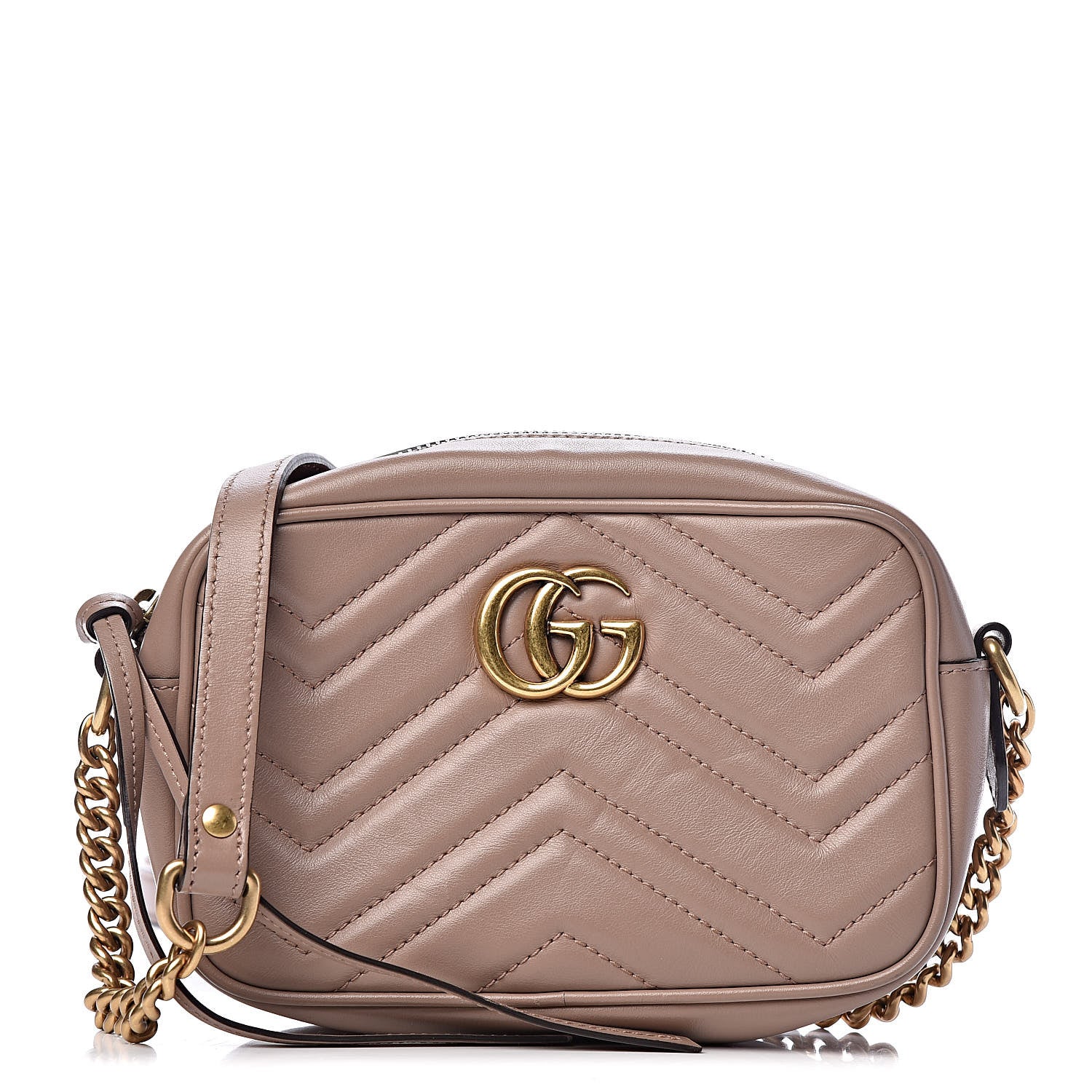 Gucci Calfskin Matelasse Mini GG Marmont Chain Shoulder Bag Porcelain Rose 1 of 11