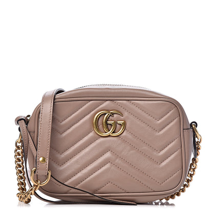 Gucci Calfskin Matelasse Mini GG Marmont Chain Shoulder Bag Porcelain Rose 1 of 11