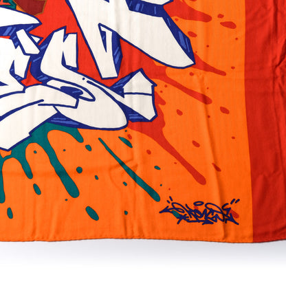 Hermes Cashmere Silk Graff Graffiti Shawl 140 Orange 3 of 6