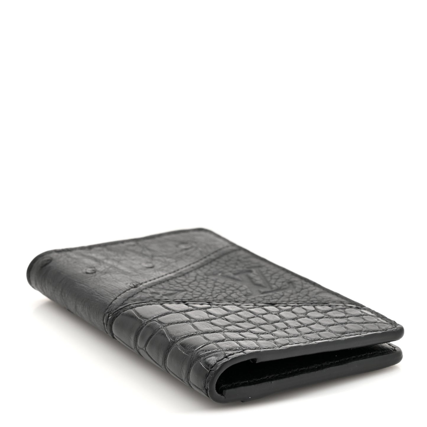 Ostrich Crocodile Pocket Organizer Black