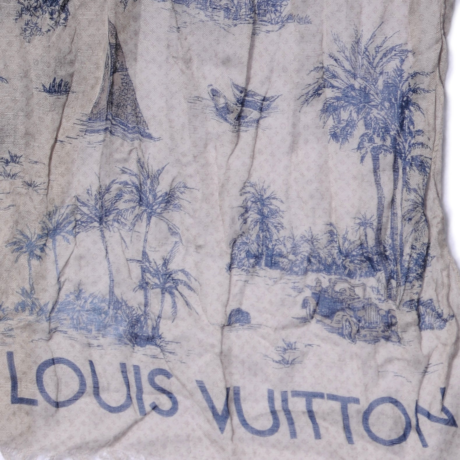 Louis Vuitton Cotton Linen Toile Etole De Louis Pareo Blue 5 of 7