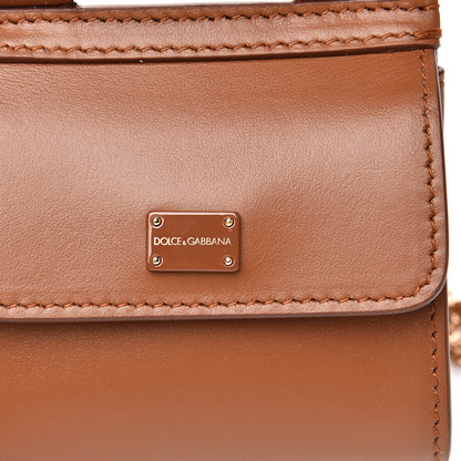 Dolce & Gabbana Calfskin Micro 58 Miss Sicily Satchel Brown 9 of 11