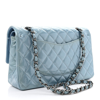 Chanel Patent Calfskin Quilted Medium Double Flap Turquoise 3 of 14