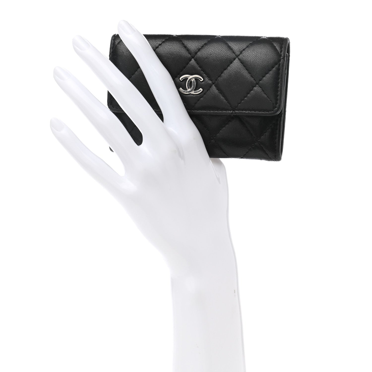 Chanel Lambskin Quilted Flap Card Holder Black 2 of 13