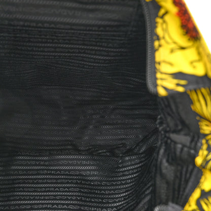 Prada Tessuto Nylon Saffiano Floral Print Tote Yellow Multicolor 5 of 14