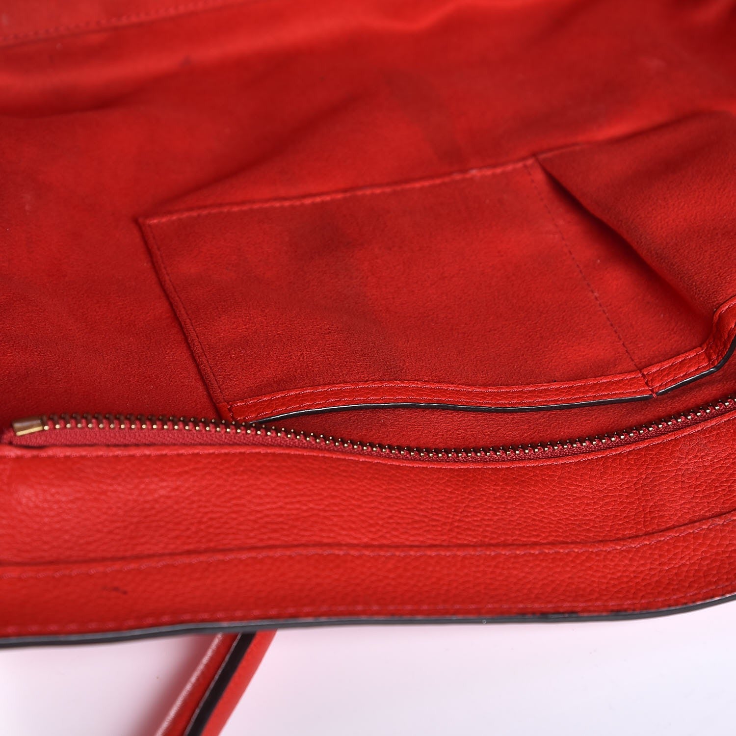 Celine Drummed Calfskin Shoulder Luggage Red 9 of 20