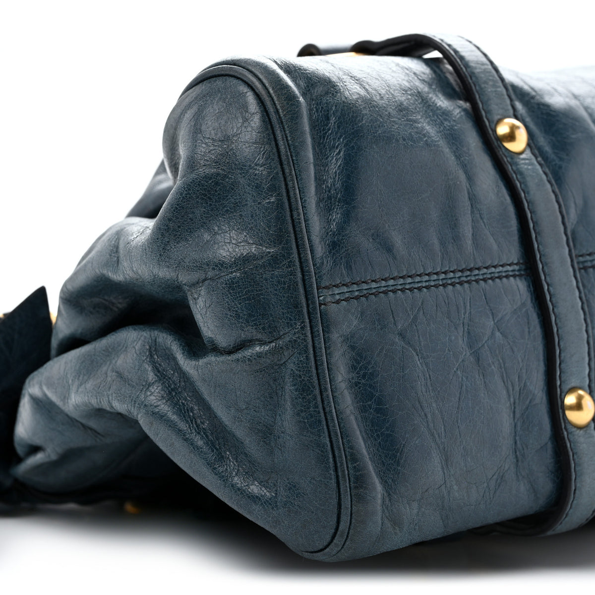 Miu Miu Vitello Lux Medium Bow Bag Blue 8 of 14