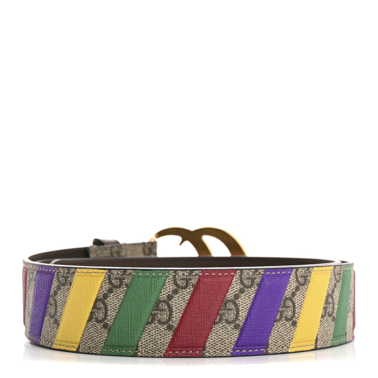 Gucci GG Supreme Monogram Stripe Double G 40mm Belt 105 42 Multicolor 2 of 7