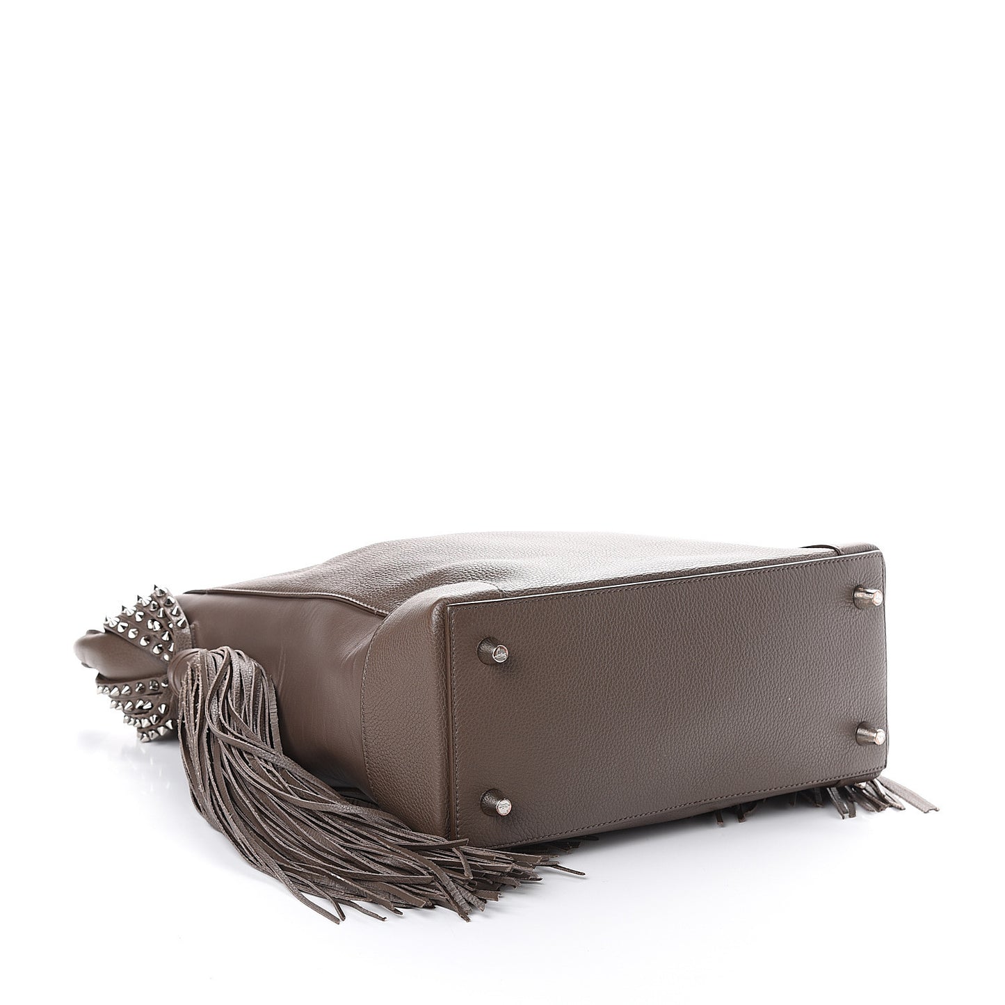 Empire Calfskin Spikes Fringe Eloise Hobo Grey