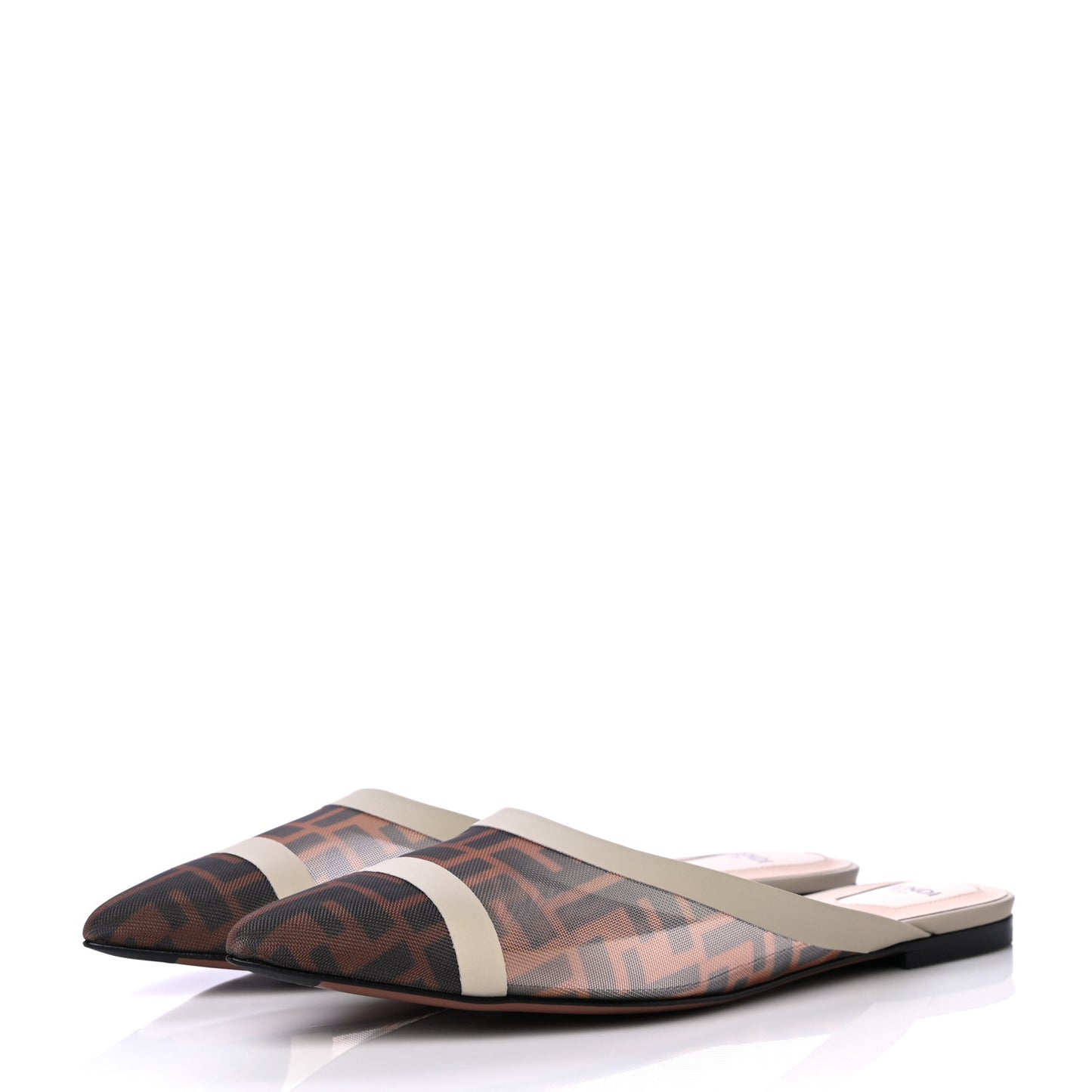 Technical Mesh Vitello FF Colibri Flat Mules 40.5 Tobacco Moro Camelia