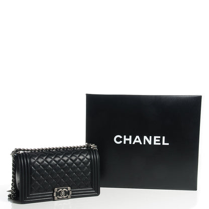 Chanel Metallic Calfskin Quilted Medium Boy Flap Black 5 of 9