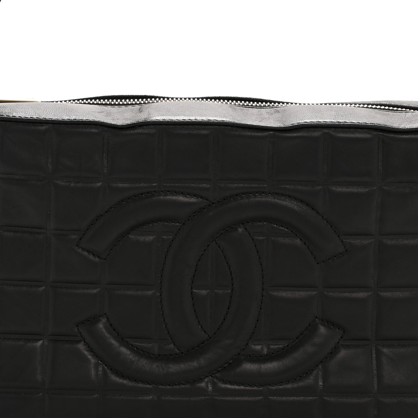 Lambskin Quilted Medium Chocolate Bar Shoulder Bag Black