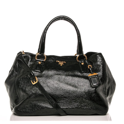 Prada Vernice Naplak Zipper Bowler Tote Black 1 of 5