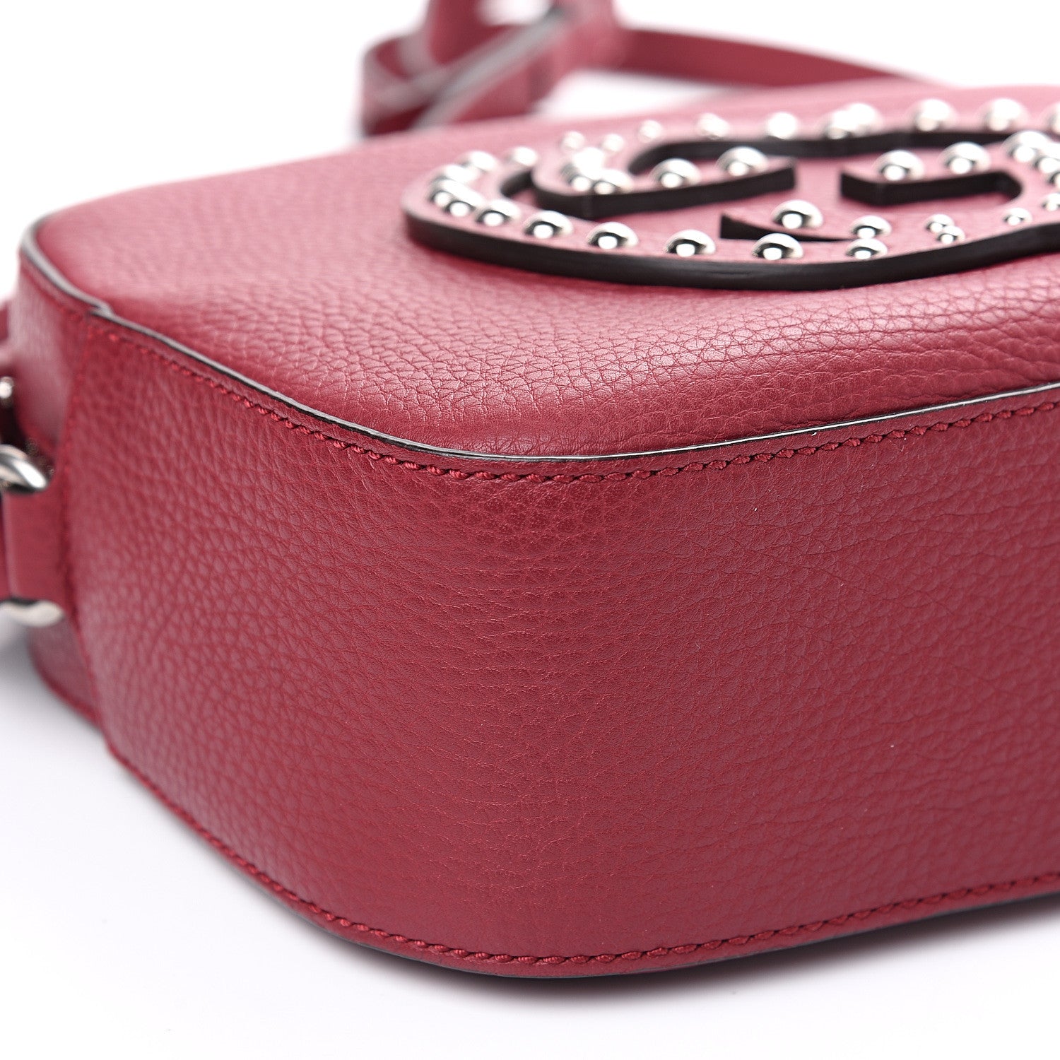 Gucci Pebbled Calfskin Studded Small Soho Disco Bag Soft Burgundy 8 of 9