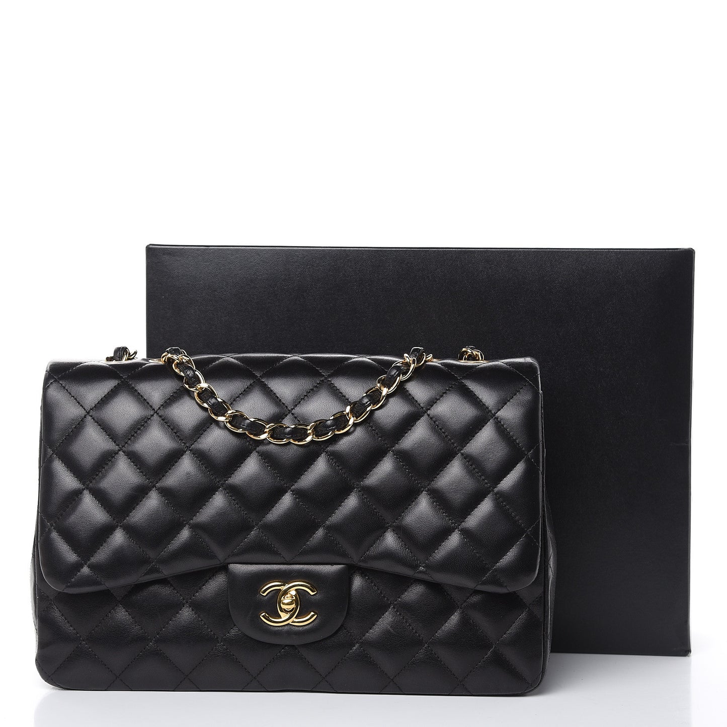 Lambskin Quilted Jumbo Single Flap Black